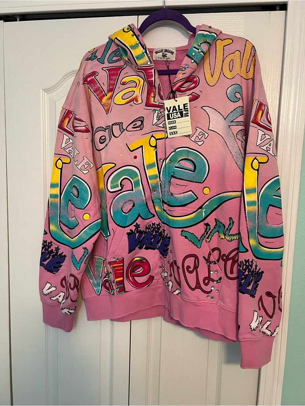 Vale Pink Graphic Zip Hoodie